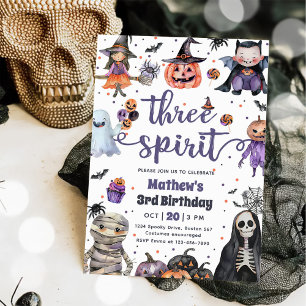 Three Spirit Halloween Ghost 3rd Birthday Invitation