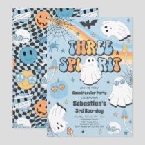 Three Spirit Halloween Groovy Ghost 3rd Birthday Invitation