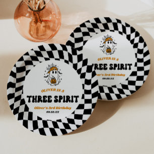 Three Spirit Halloween Retro 3rd Birthday Party Paper Plates