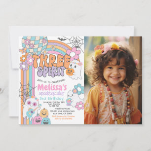 Three Spirit Hippie Halloween 3rd Birthday Invitation