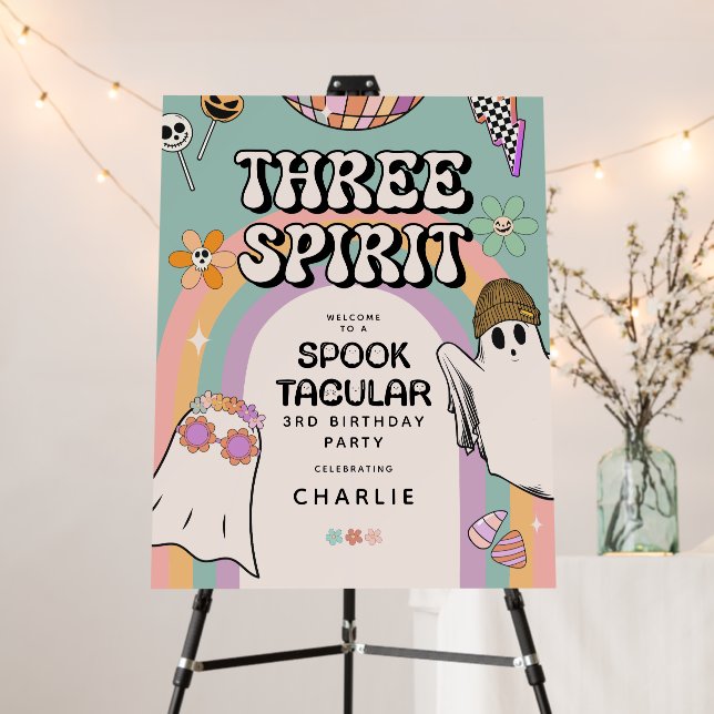 Three Spirit Retro Fun Halloween Birthday Party Foam Board (In Situ (Stand))