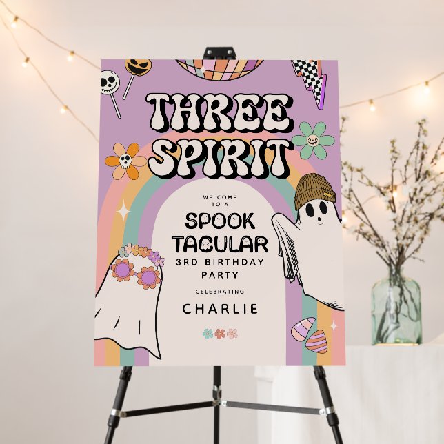 Three Spirit Retro Fun Halloween Birthday Party Foam Board (In Situ (Stand))