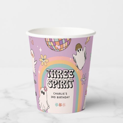 Three Spirit Retro Halloween 3rd Birthday Party Paper Cups