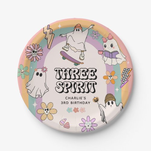 Three Spirit Retro Halloween 3rd Birthday Party  Paper Plates