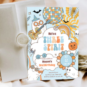 Three Spirit Retro Halloween Party Third Birthday Invitation