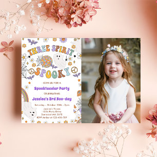 Three Spirit Spooky  Groovy Halloween 3rd Photo  Invitation