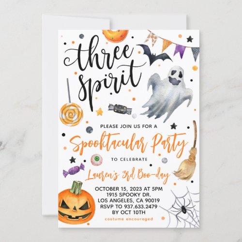 Three Spirit Spooky Halloween Birthday Invitation