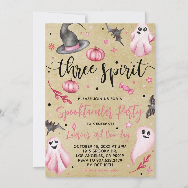 Three Spirit Spooky Halloween Birthday Invitation (Front)