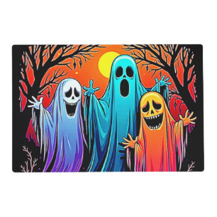 Three Spooky Halloween Ghosts Design Placemat