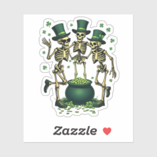 Three Spooky Halloween Irish Skeleton Dancing Sticker
