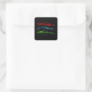 Three Sports Cars Square Sticker