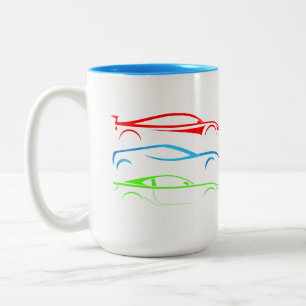 Three Sports Cars Two-Tone Coffee Mug