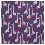 Three Spotted Giraffes Pattern on Purple Fabric