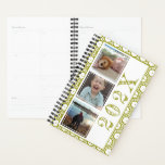 Three Square Photos Geometric Yearly Photo Planner<br><div class="desc">Add your photos (square works best,  but you can customize others to fit by customizing further) to this fun,  geometric patterned planner!  Add the year to the front and your name to the back for a pretty custom planner that will inspire and motivate you to get organized!</div>