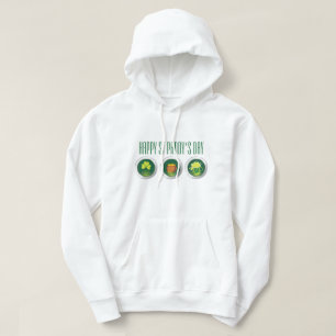 Three St Paddy's Day' Icon's White Hoodie