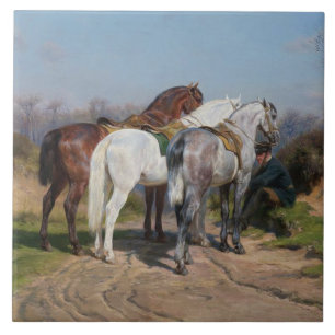 Three Stallion Horses (by Rosa Bonheur) Ceramic Tile