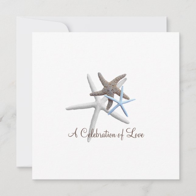 Three Starfish Celebration Wedding Invitation (Front)
