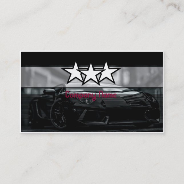 Three Stars in Black Super CAR background Business Card (Front)