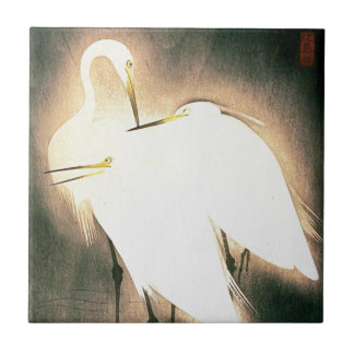 Three Storks Japanese Woodblock Art Ukiyo-E Tile