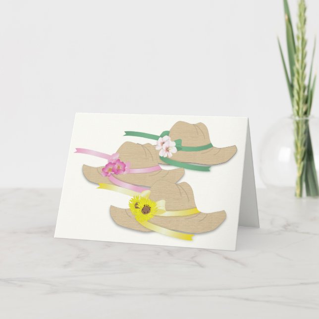 Three Straw Hats Letterpress Thank You Card (Front)