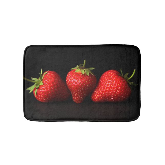 Three Strawberries On Black bmcnm Bath Mat (Front)