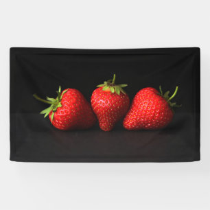 Three Strawberries On Black bnrcna Banner