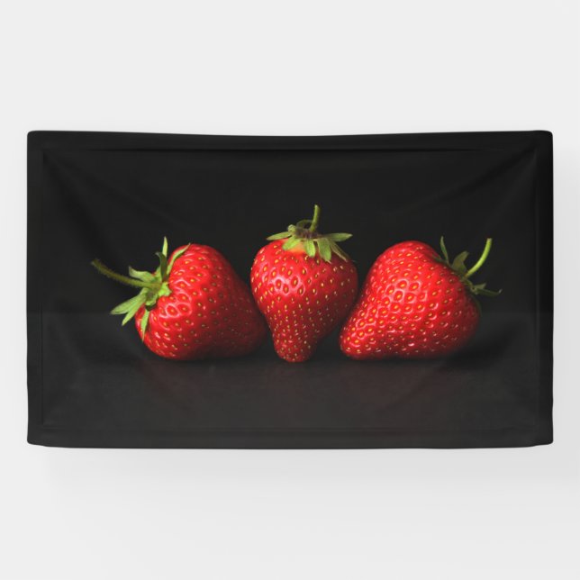 Three Strawberries On Black bnrcna Banner (Horizontal)