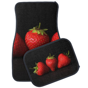Three Strawberries On Black cfmcnm Car Floor Mat