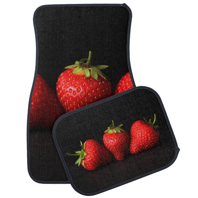 Three Strawberries On Black cfmcnm Car Floor Mat (Set)