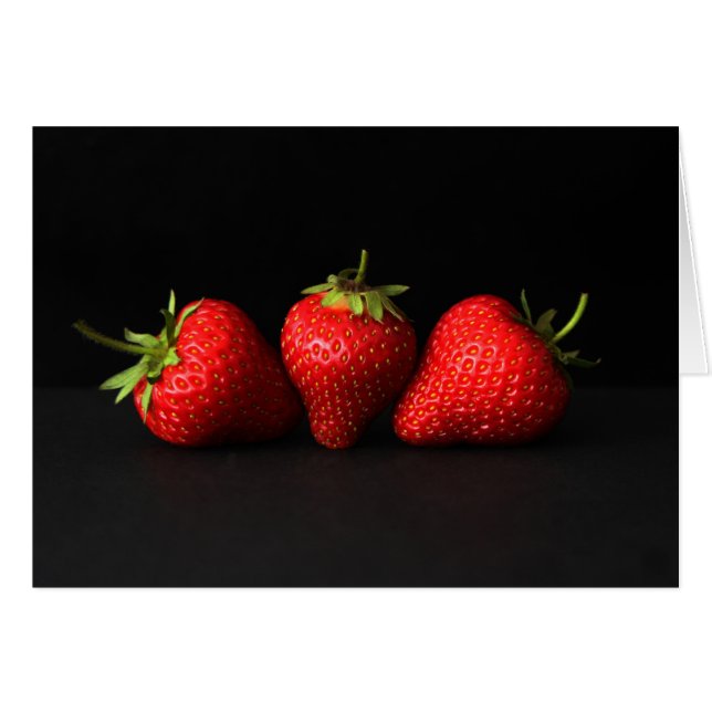 Three Strawberries On Black gccnm Cards (Front Horizontal)