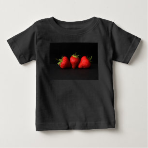 Three Strawberries On Black ica Baby T-Shirt