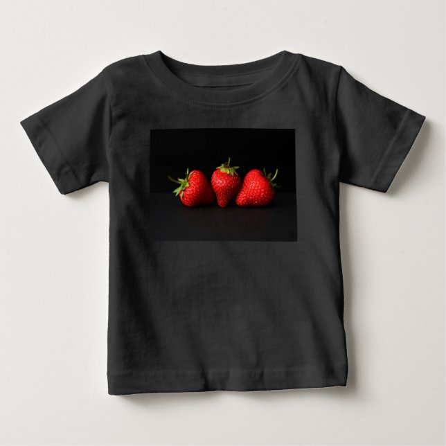 Three Strawberries On Black ica Baby T-Shirt (Front)