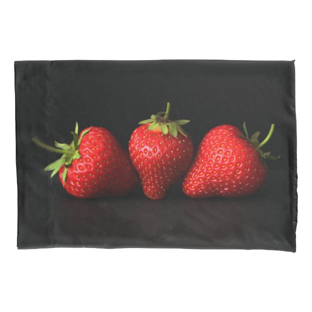 Three Strawberries On Black pccna Pillow Case (Front)