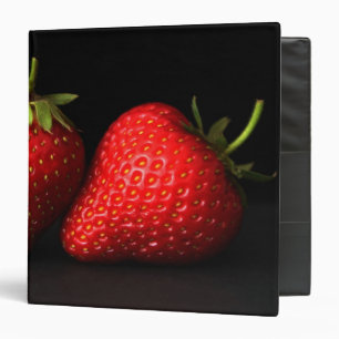 Three Strawberries On Black rbcnm 3 Ring Binder