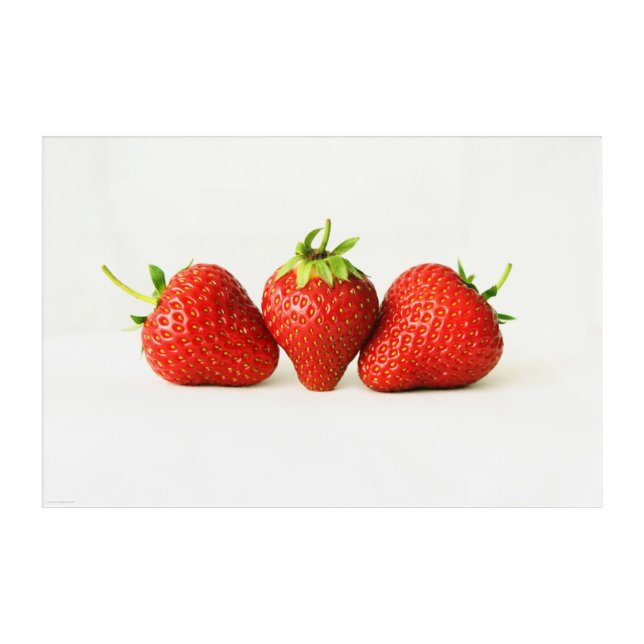 Three Strawberries On White 36x24 (90x60cm) waacnm Acrylic Print (Front)