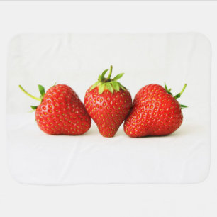 Three Strawberries On White bbcnm Baby Blanket