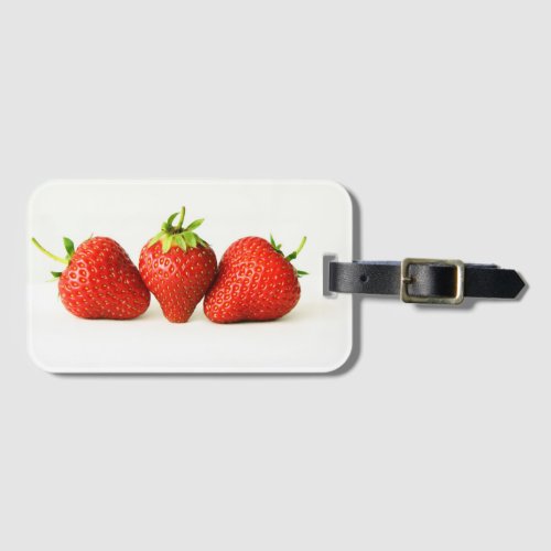 Three Strawberries On White bc ltcnm Luggage Tag