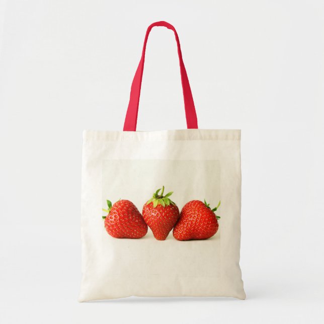 Three Strawberries On White bta Tote Bag (Front)