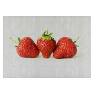Three Strawberries On White cbcna Cutting Board
