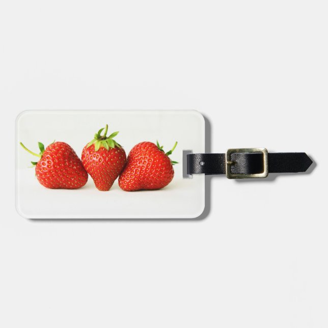 Three Strawberries On White cd ltcna Luggage Tag (Front Horizontal)