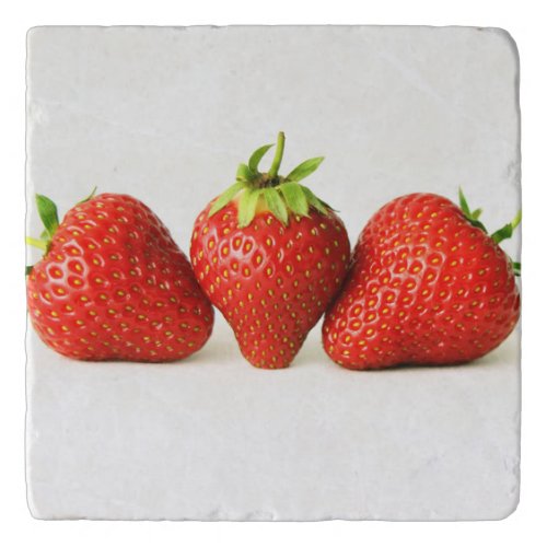 Three Strawberries On White coastercnm Trivet