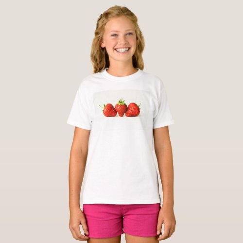 Three Strawberries On White gccna T_Shirt