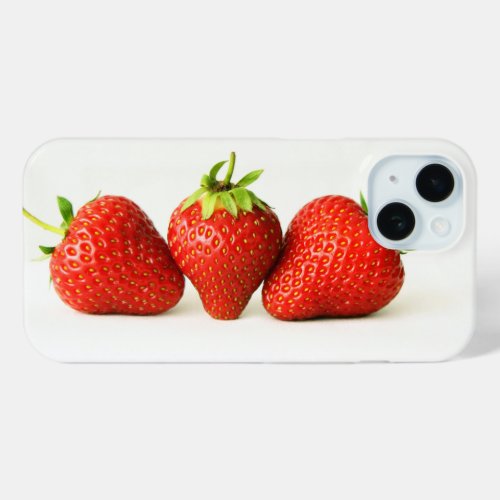 Three Strawberries On White iphcn iPhone 15 Case
