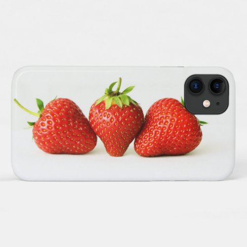 Three Strawberries On White iphcnm iPhone 11 Case