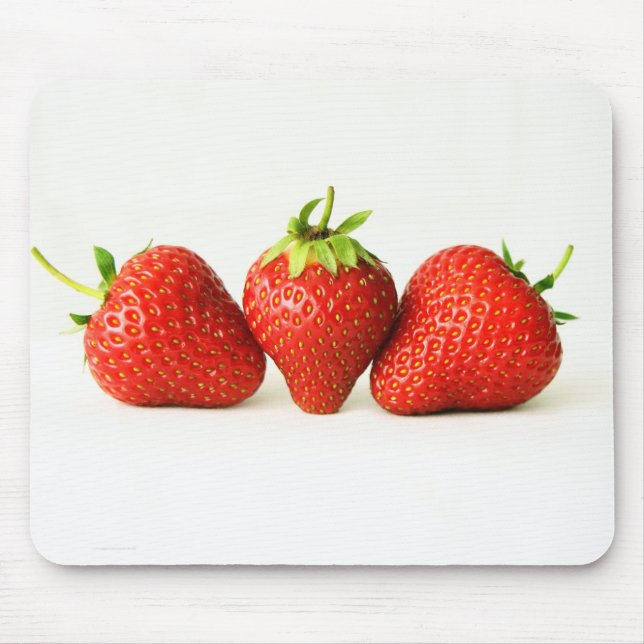 Three Strawberries On White mpcna Mouse Pad (Front)