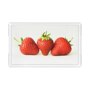 Three Strawberries On White stacnm Acrylic Tray