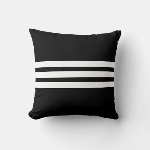 Three Stripes on Black Throw Pillow