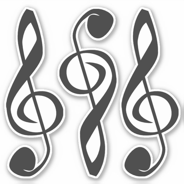 Three Stylized Treble Clefs Sticker (Front)