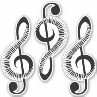 Three Stylized Treble Clefs with Keys Sticker
