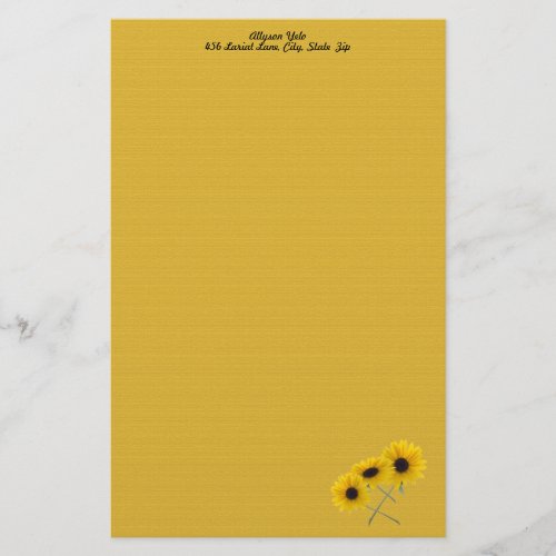 Three Sunflower Photograph Corner Template Stationery